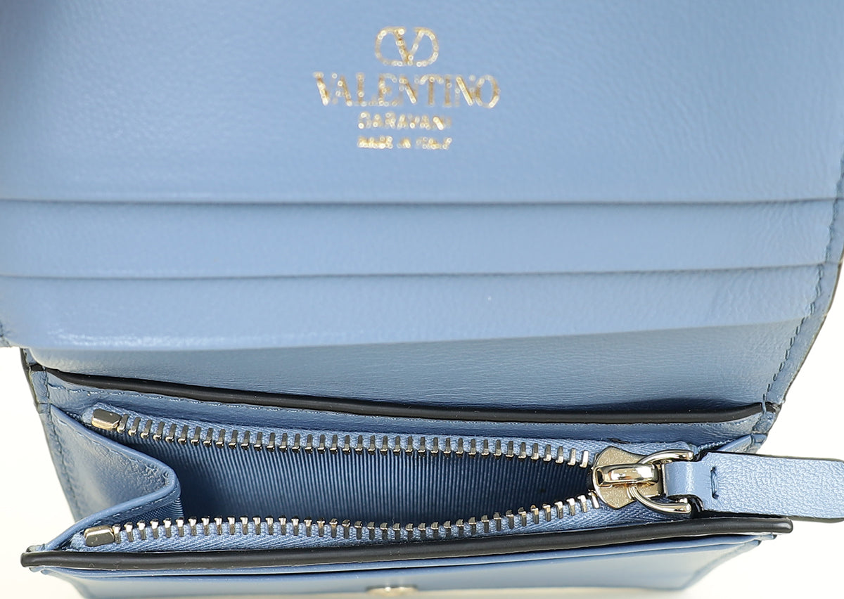 Valentino Blue VLogo Card Wallet