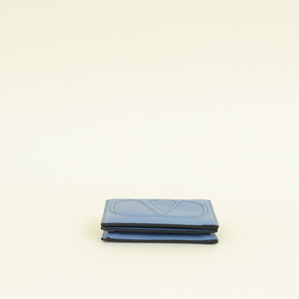 Valentino Blue VLogo Card Wallet