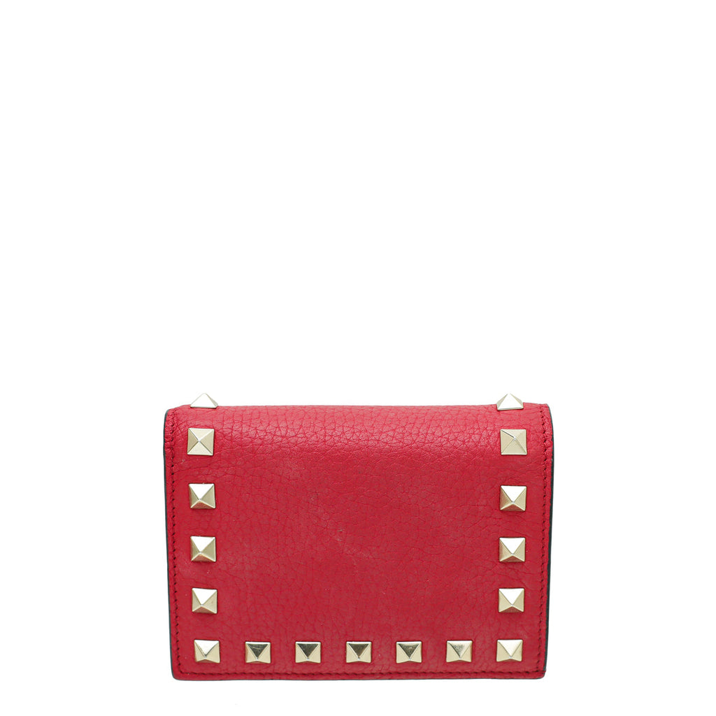 Valentino Red Rockstud Small Wallet