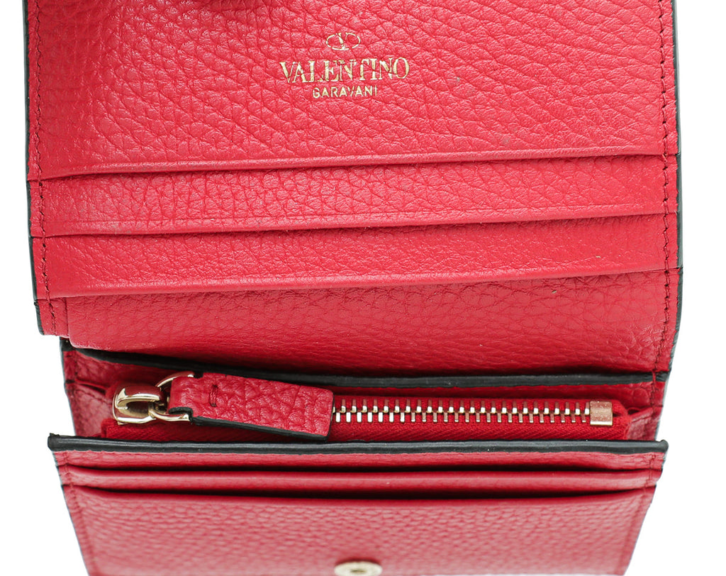 Valentino Red Rockstud Small Wallet