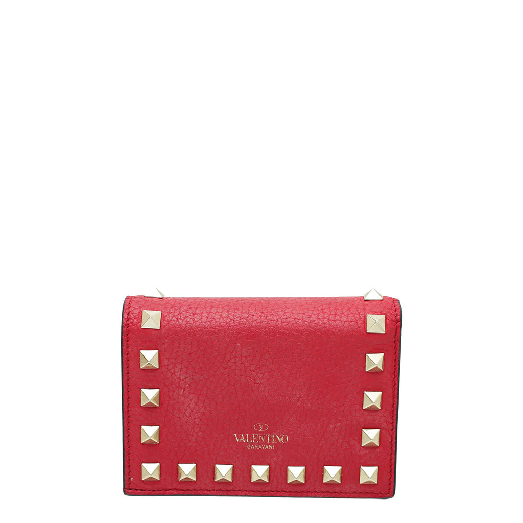 Valentino Red Rockstud Small Wallet