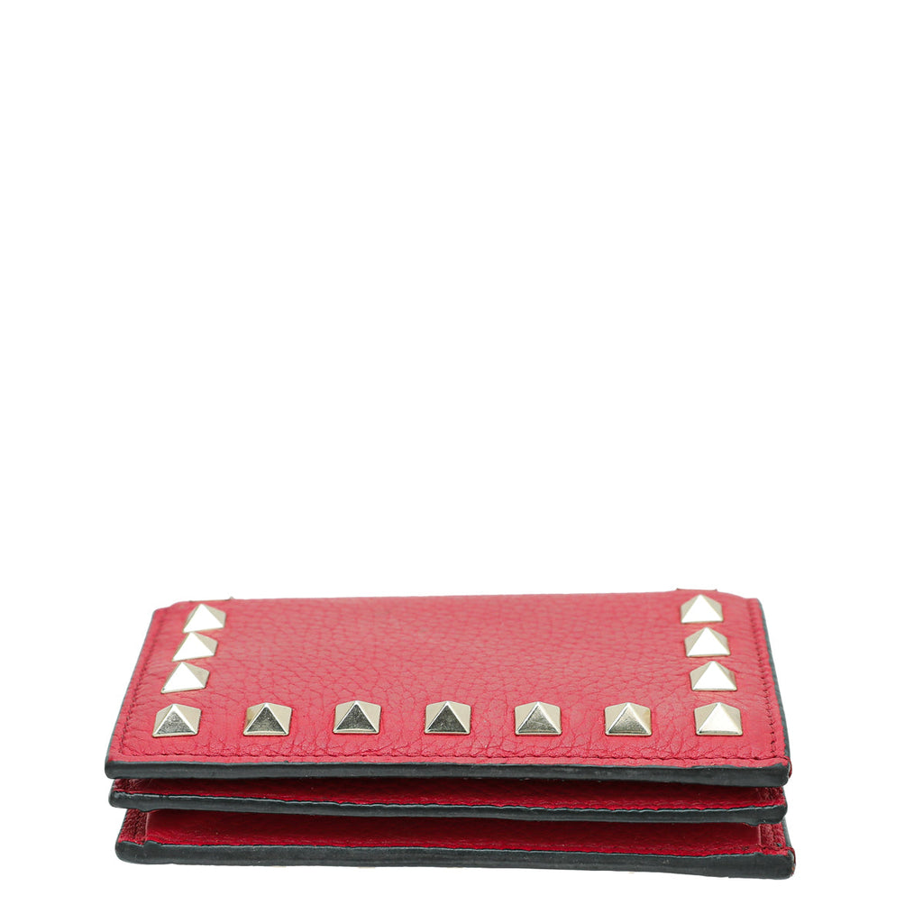 Valentino Red Rockstud Small Wallet