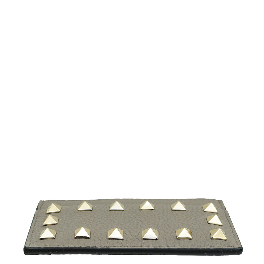 Valentino Gray Rockstud Card Holder