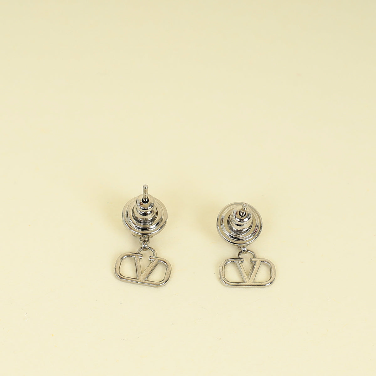 Valentino Silver Vlogo Drop Earrings