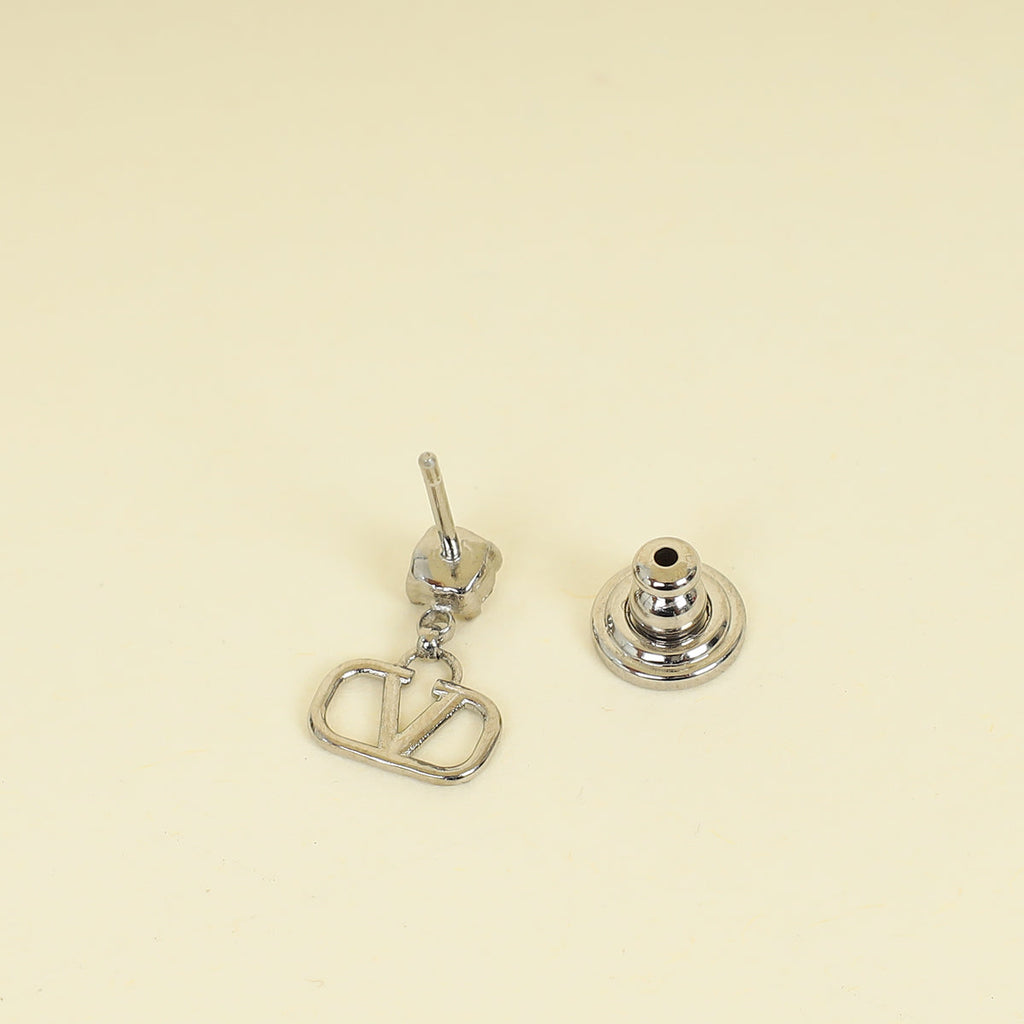 Valentino Silver Vlogo Drop Earrings