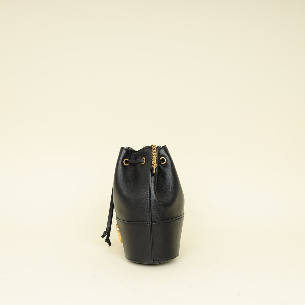Valentino Black Vlogo Signature Mini Bucket Bag