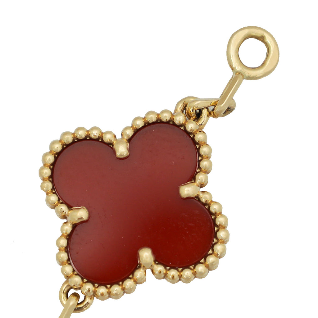 Van Cleef & Arpels 18K Yellow Gold Carnelian Vintage Alhambra 5 Motifs Bracelet