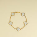 Van Cleef & Arpels 18K Yellow Gold Vintage Alhambra 5 MOP Motifs Bracelet