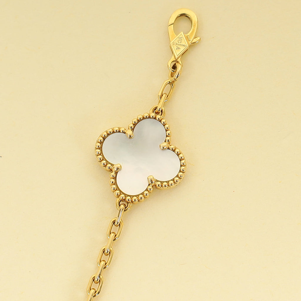 Van Cleef & Arpels 18K Yellow Gold Vintage Alhambra 5 MOP Motifs Bracelet