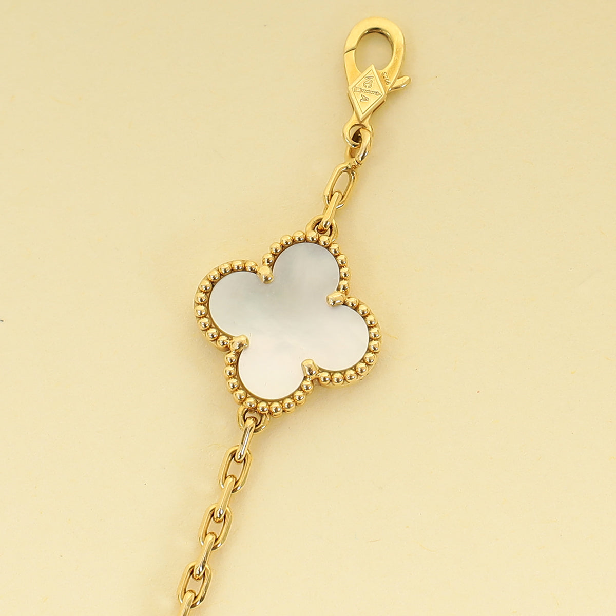 Van Cleef & Arpels 18K Yellow Gold Vintage Alhambra 5 MOP Motifs Bracelet