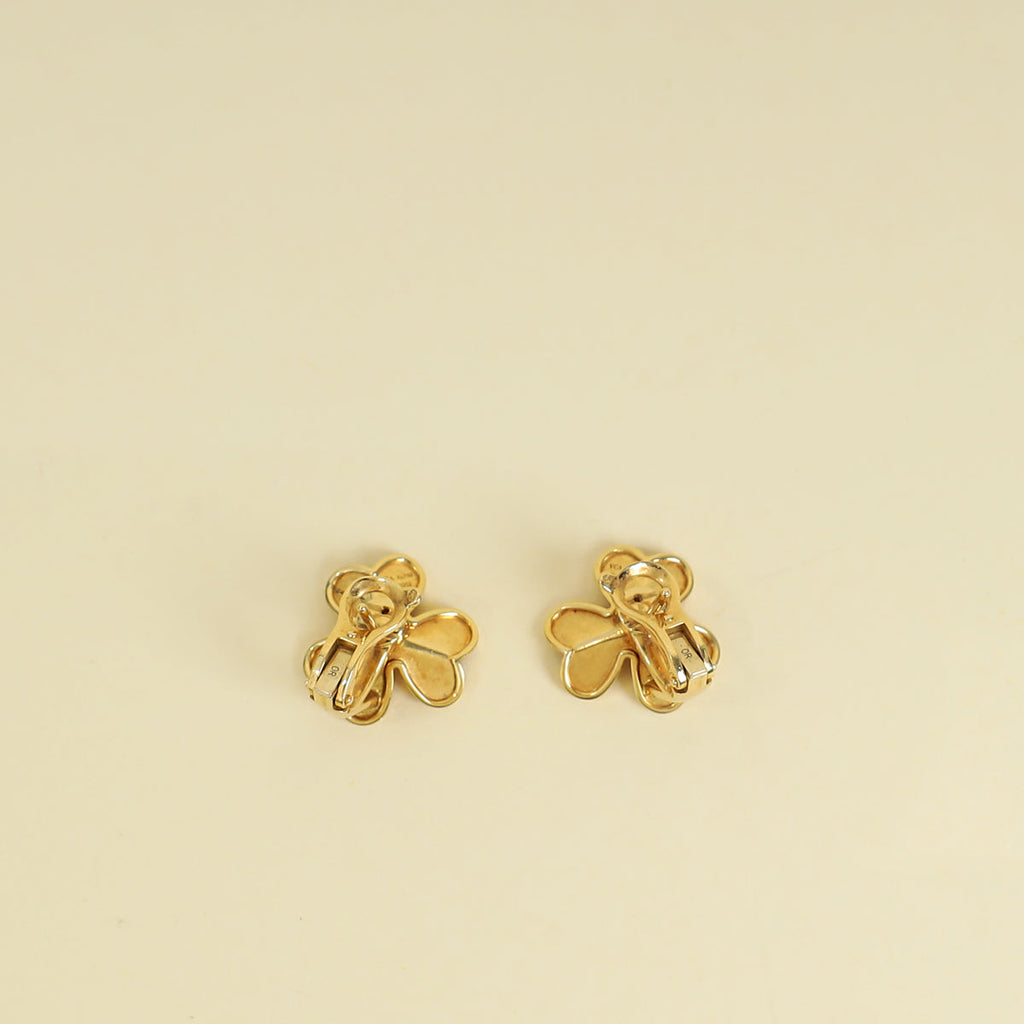 Van Cleef and Arpels 18K Yellow Gold Diamond Frivole Earrings Small Model