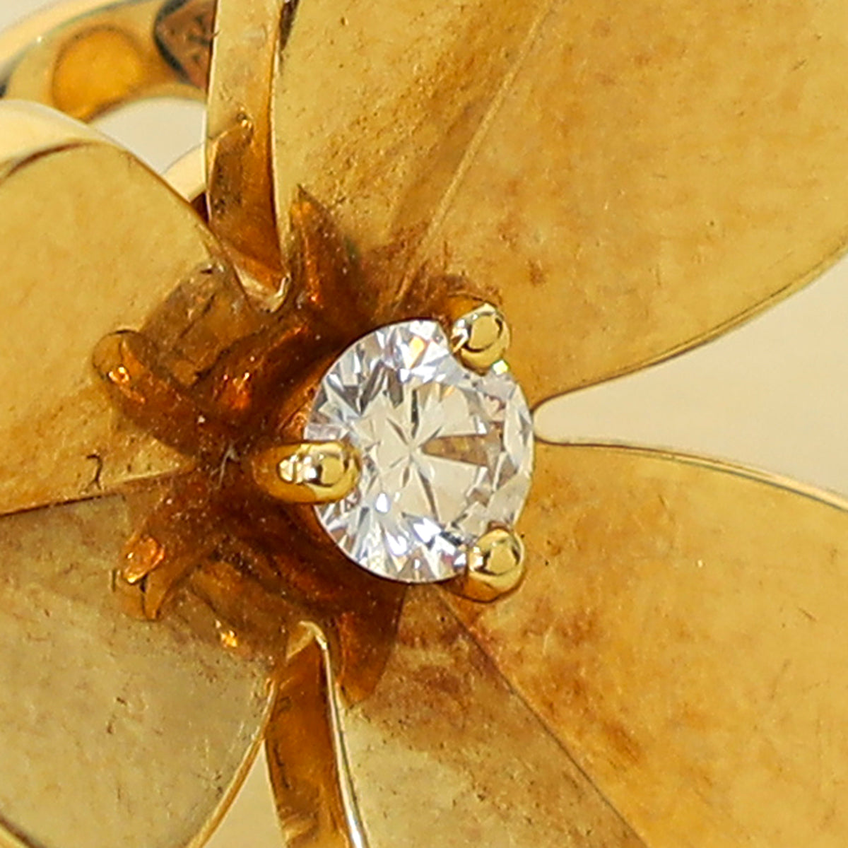 Van Cleef and Arpels 18K Yellow Gold Diamond Frivole Earrings Small Model