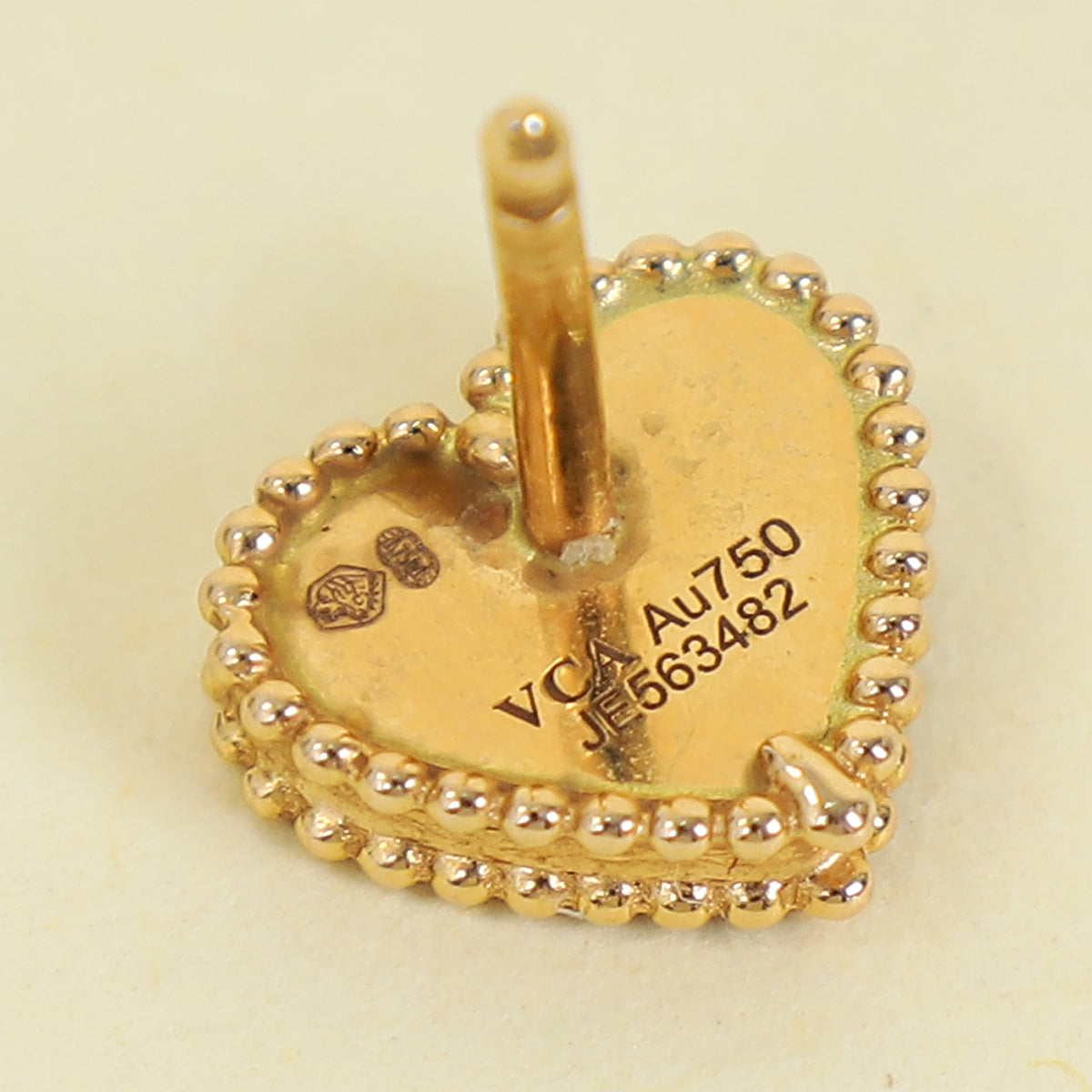 Van Cleef & Arpels 18K Rose Gold Sweet Alhambra Carnelian Heart Earrings