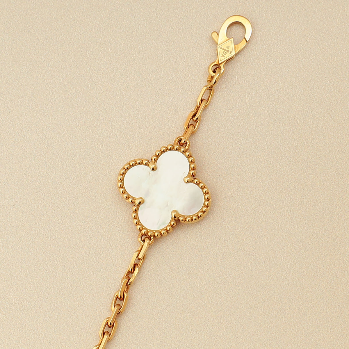 Van Cleef & Arpels 18K Yellow Gold MOP 10 Motifs Vintage Alhambra Necklace