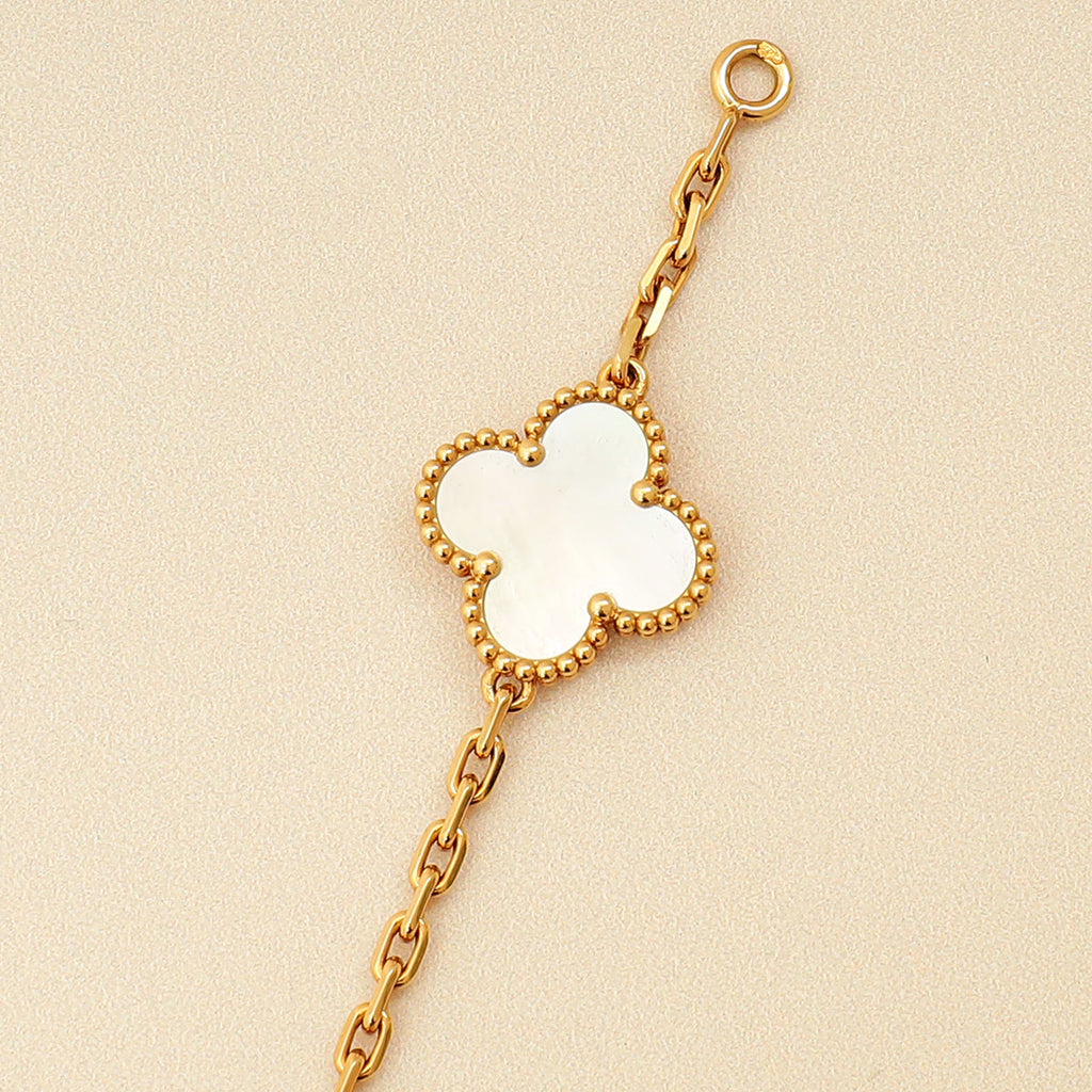 Van Cleef & Arpels 18K Yellow Gold MOP 10 Motifs Vintage Alhambra Necklace