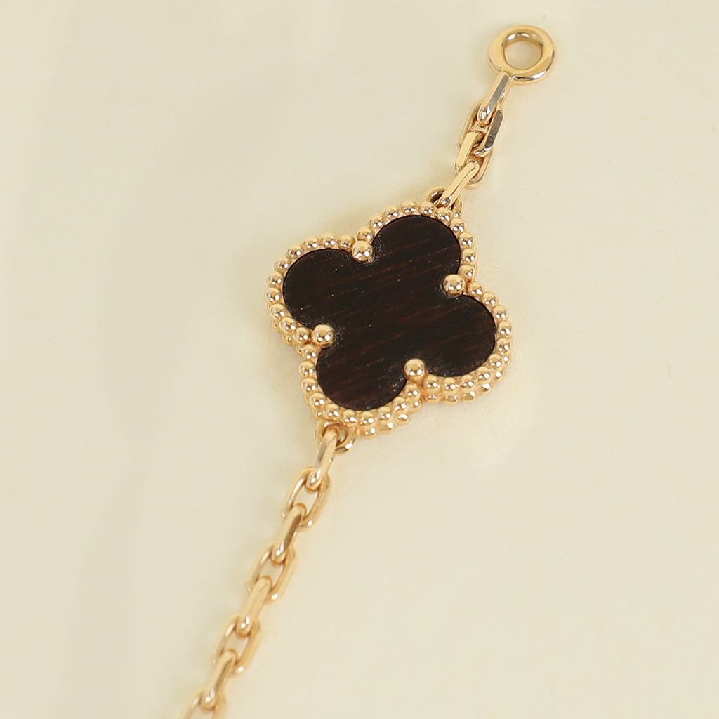 Van Cleef & Arpels 18K Pink Gold Vintage Alhambra 10 Motifs Necklace