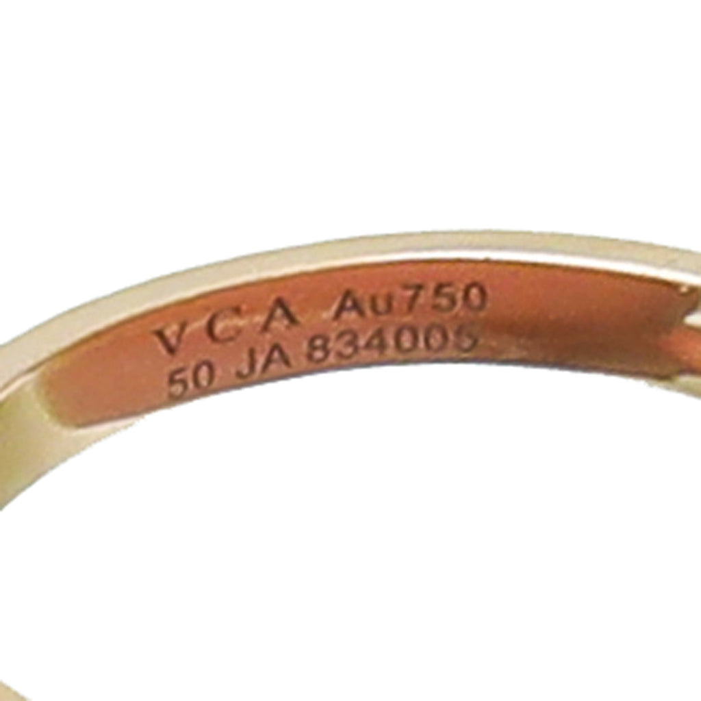 Van Cleef & Arpels 18K Rose Gold Diamond Vintage Alhambra Ring 50