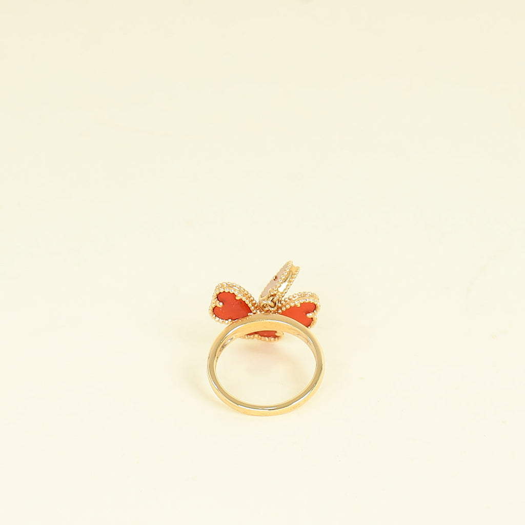 Van Cleef & Arpels 18K Rose Gold Sweet Heart Carnelian Diamond Ring 50