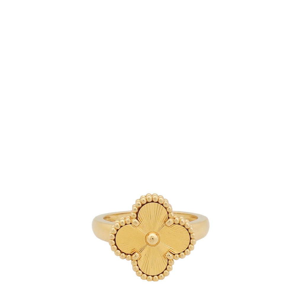 Van Cleef & Arpels 18K Yellow Gold Vintage Alhambra Ring 53