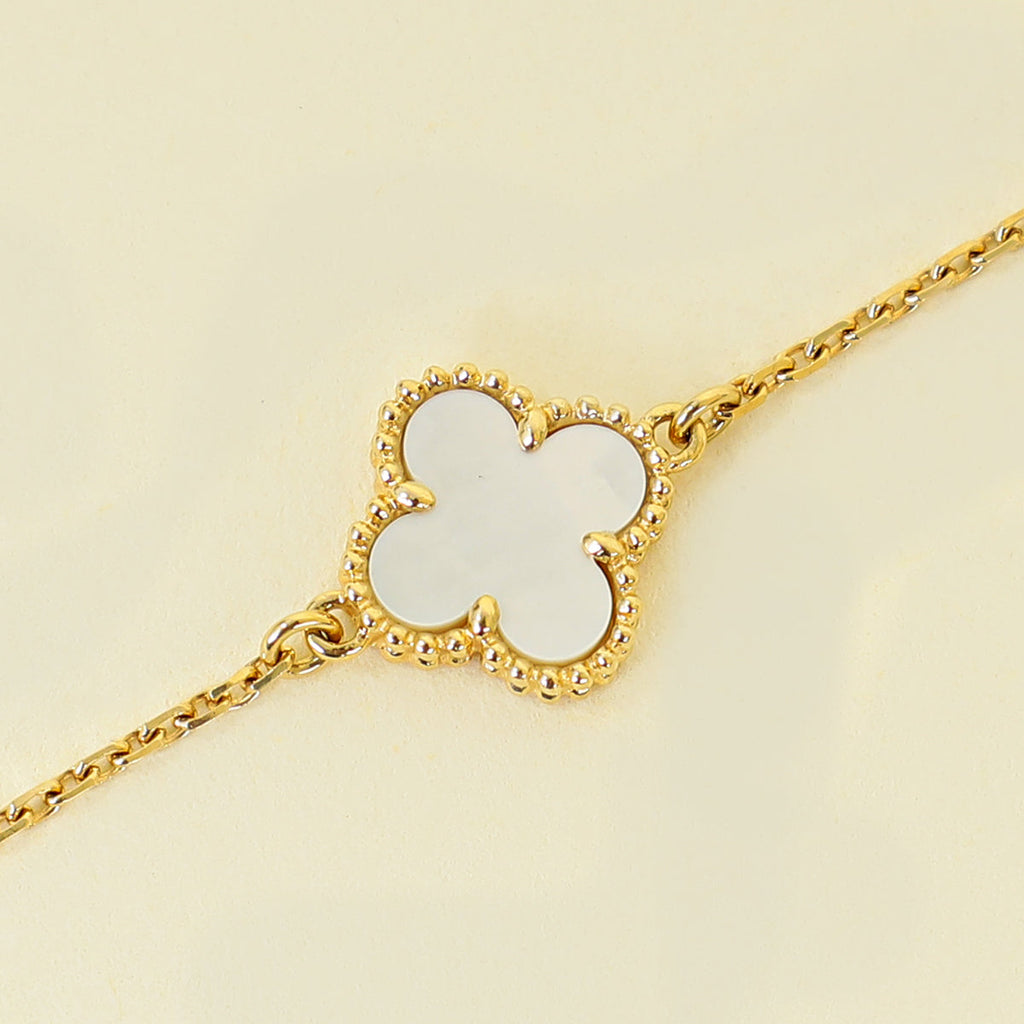 Van Cleef & Arpels 18K Yellow Gold Sweet Alhambra Mop Bracelet