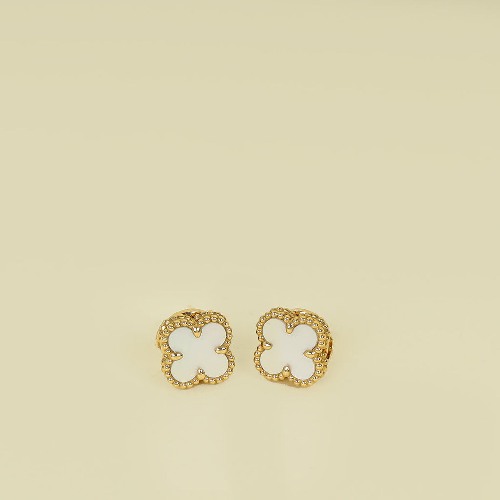 Van Cleef & Arpels 18K Yellow Gold Sweet Alhambra MOP Earstuds