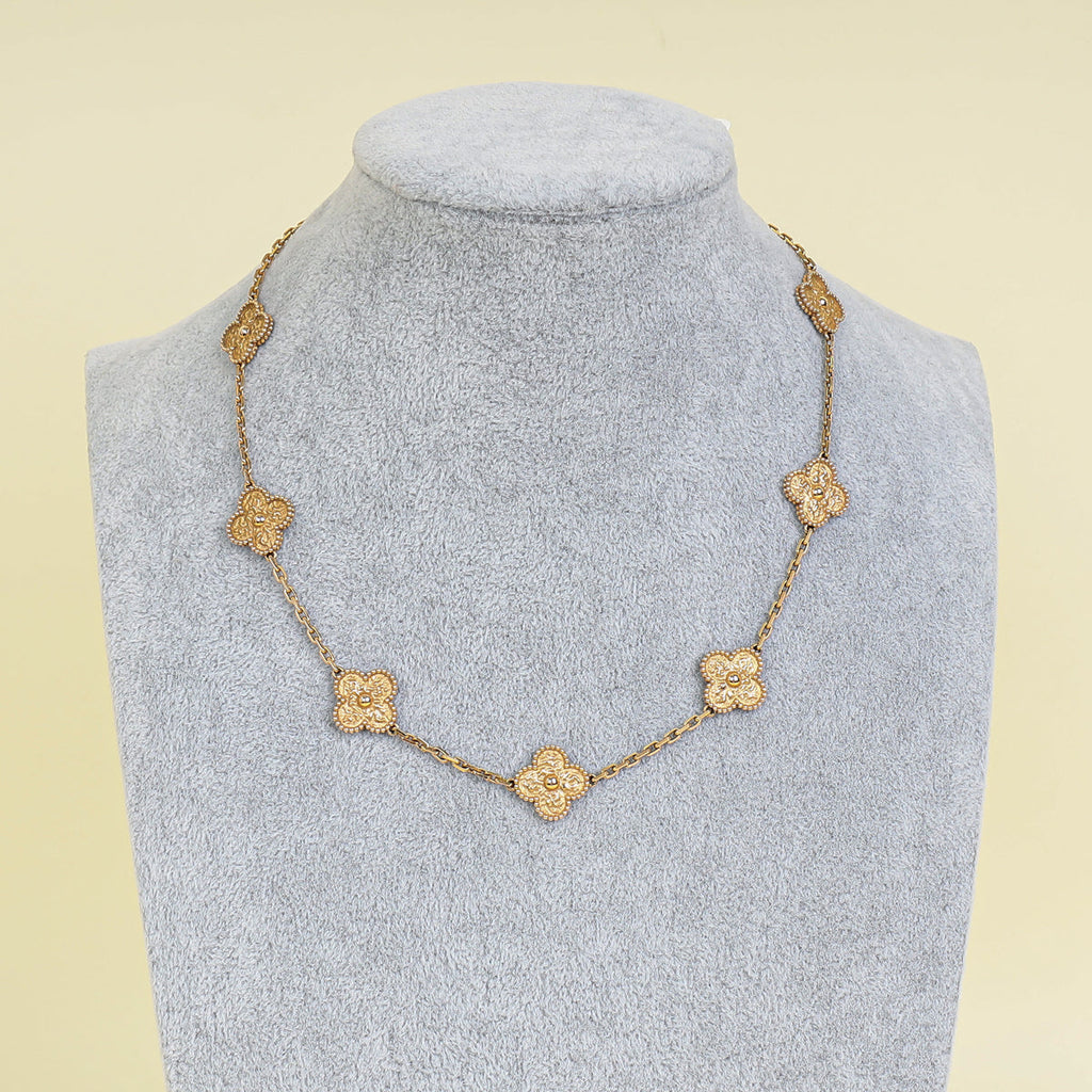 Van Cleef & Arpels 18K Rose Gold Vintage Alhambra 10 Motifs Necklace