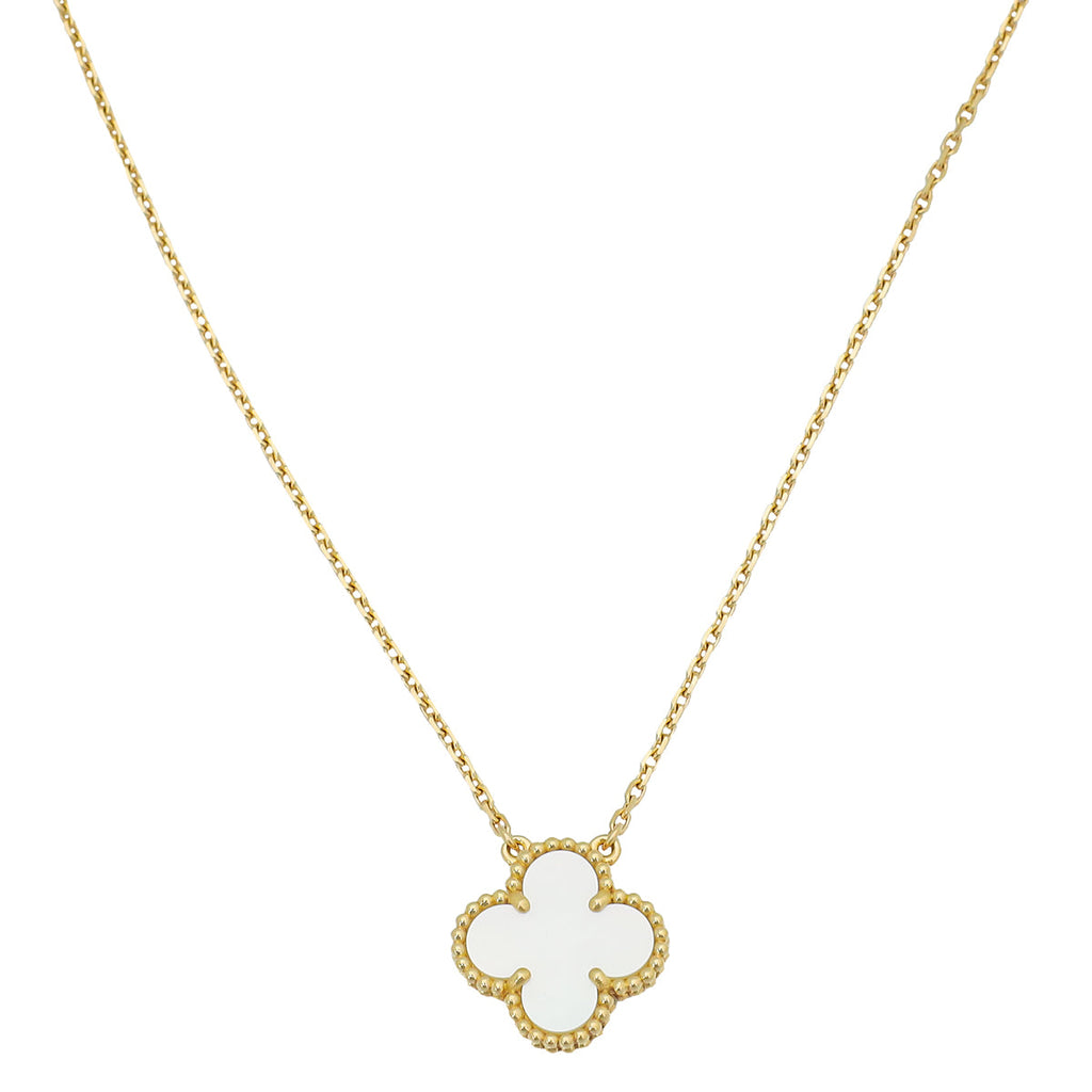Van Cleef & Arpels 18K Yellow Gold MOP Vintage Alhambra Necklace