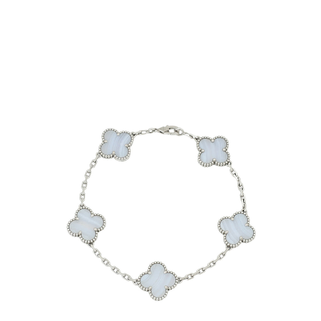 Van Cleef & Arpels 18K White Gold Vintage Alhambra 5 Motifs Bracelet