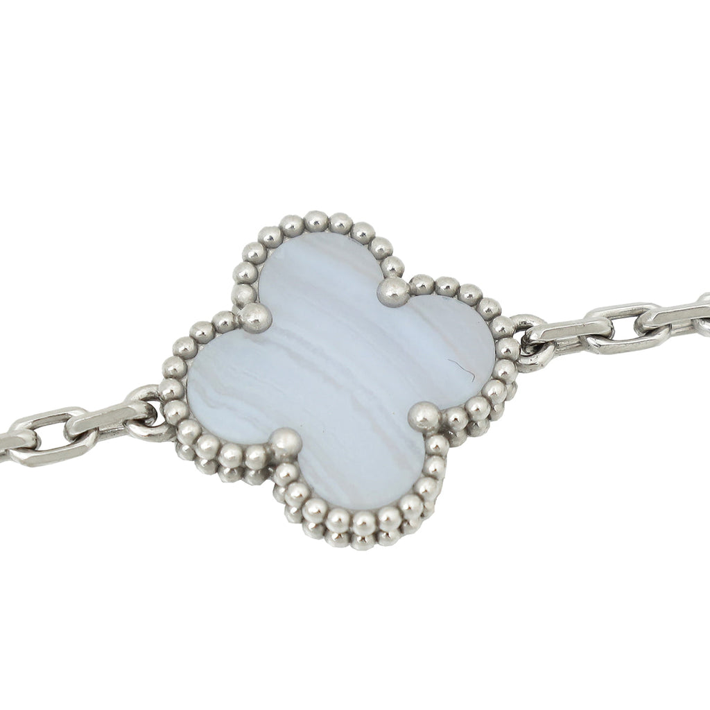 Van Cleef & Arpels 18K White Gold Vintage Alhambra 5 Motifs Bracelet