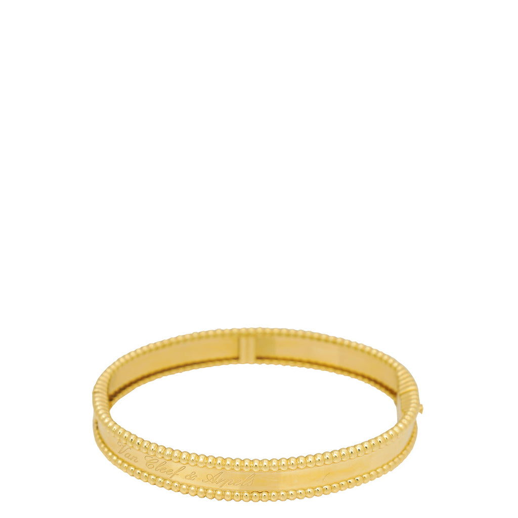 Van Cleef & Arpels 18K Yellow Gold VPerlée Signature Bracelet Small Model