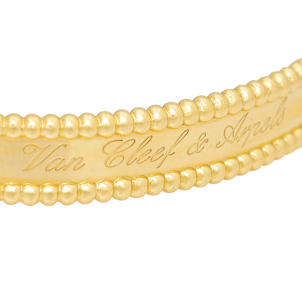 Van Cleef & Arpels 18K Yellow Gold VPerlée Signature Bracelet Small Model