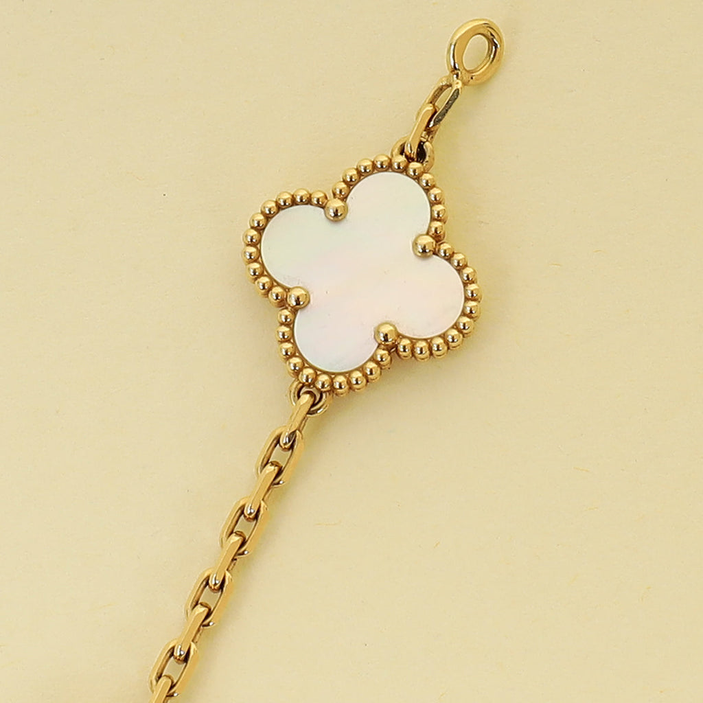 Van Cleef & Arpels 18K Yellow Gold Vintage Alhambra 5 Motifs MOP Bracelet