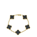 Van Cleef & Arpels 18K Yellow Gold Onyx 5 Motifs Vintage Alhambra Bracelet