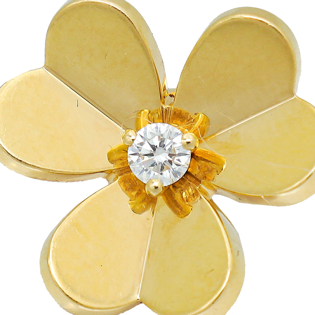 Van Cleef & Arpels 18K Yellow Gold Diamond Frivole Small Model Diamond Earrings