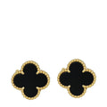 Van Cleef & Arpels 18K Yellow Gold Onyx Vintage Alhambra Earrings