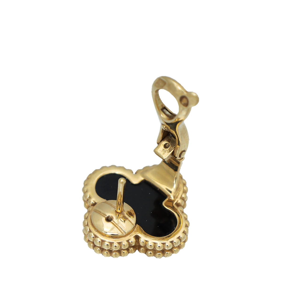 Van Cleef & Arpels 18K Yellow Gold Onyx Vintage Alhambra Earrings