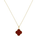 Van Cleef & Arpels 18K Yellow Gold Carnelian Magic Alhambra Pendant Long Necklace