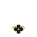 Van Cleef & Arpels Yellow Gold Diamond Onyx Vintage Alhambra Ring 53