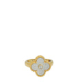 Van Cleef & Arpels 18K Yellow Gold MOP 1 Diamond Vintage Alhambra Ring 53