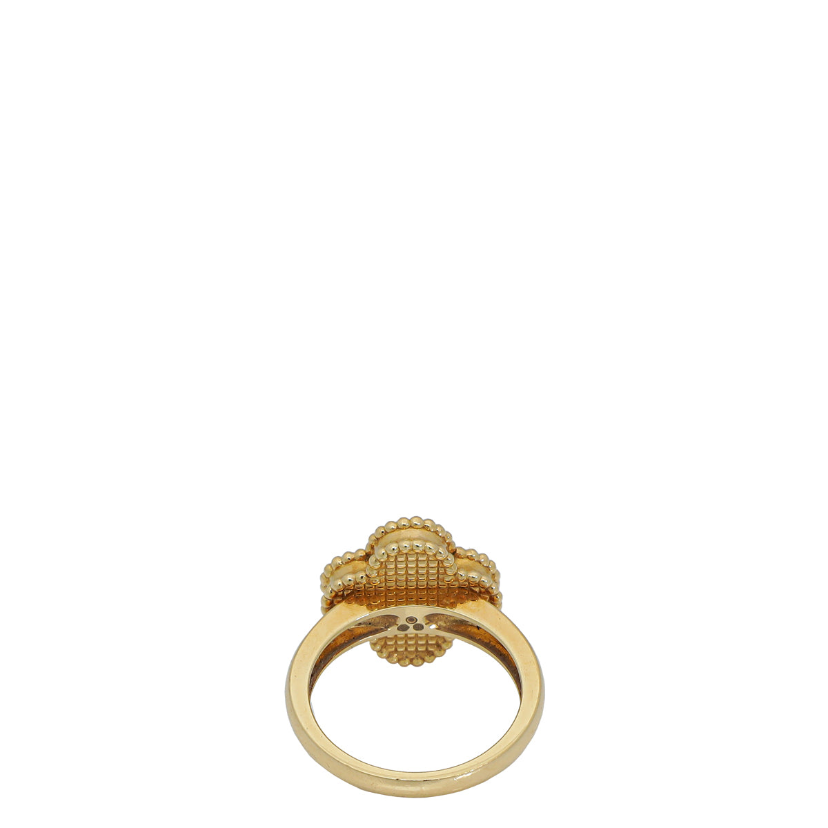 Van Cleef & Arpels 18K Yellow Gold MOP 1 Diamond Vintage Alhambra Ring 53
