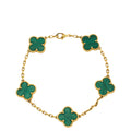 Van Cleef & Arpels 18K Yellow Gold 5 Motifs Malachite Vintage Alhambra Bracelet