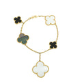 Van Cleef & Arpels 18K Yellow Gold MOP Onyx Magic Alhambra 5 Motifs Bracelet