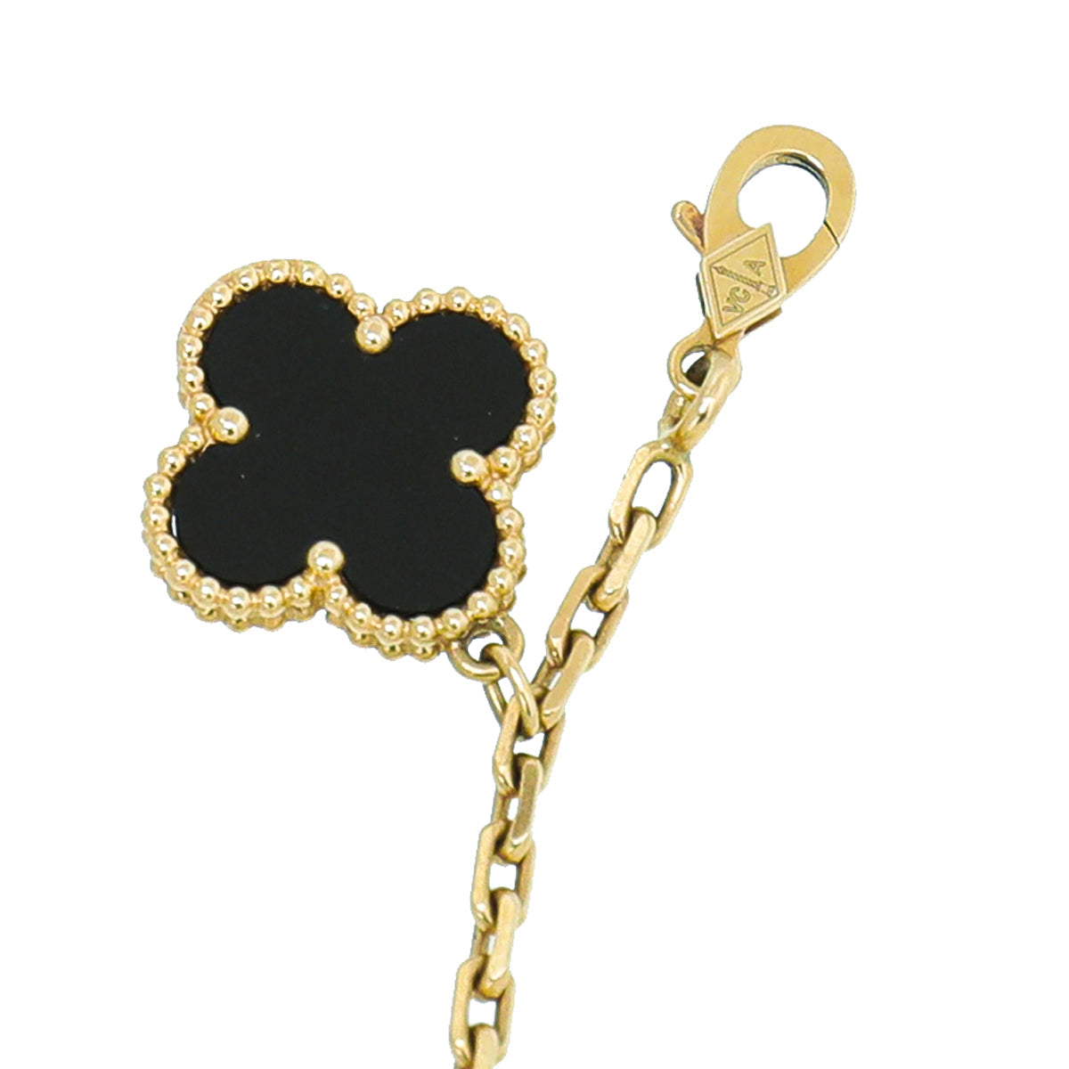 Van Cleef & Arpels 18K Yellow Gold MOP Onyx Magic Alhambra 5 Motifs Bracelet