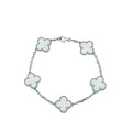 Van Cleef & Arpels 18K White Gold MOP Vintage Alhambra 5 Motif Bracelet