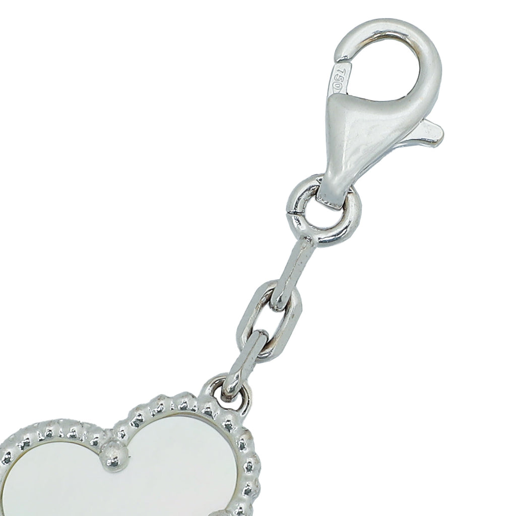 Van Cleef & Arpels 18K White Gold MOP Vintage Alhambra 5 Motif Bracelet
