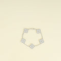Van Cleef and Arpels 18K White Gold Vintage Alhambra 5 Motifs Diamond Bracelet