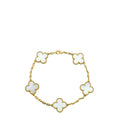 Van Cleef & Arpels 18K Yellow Gold MOP Vintage Alhambra 5 Motifs Bracelet