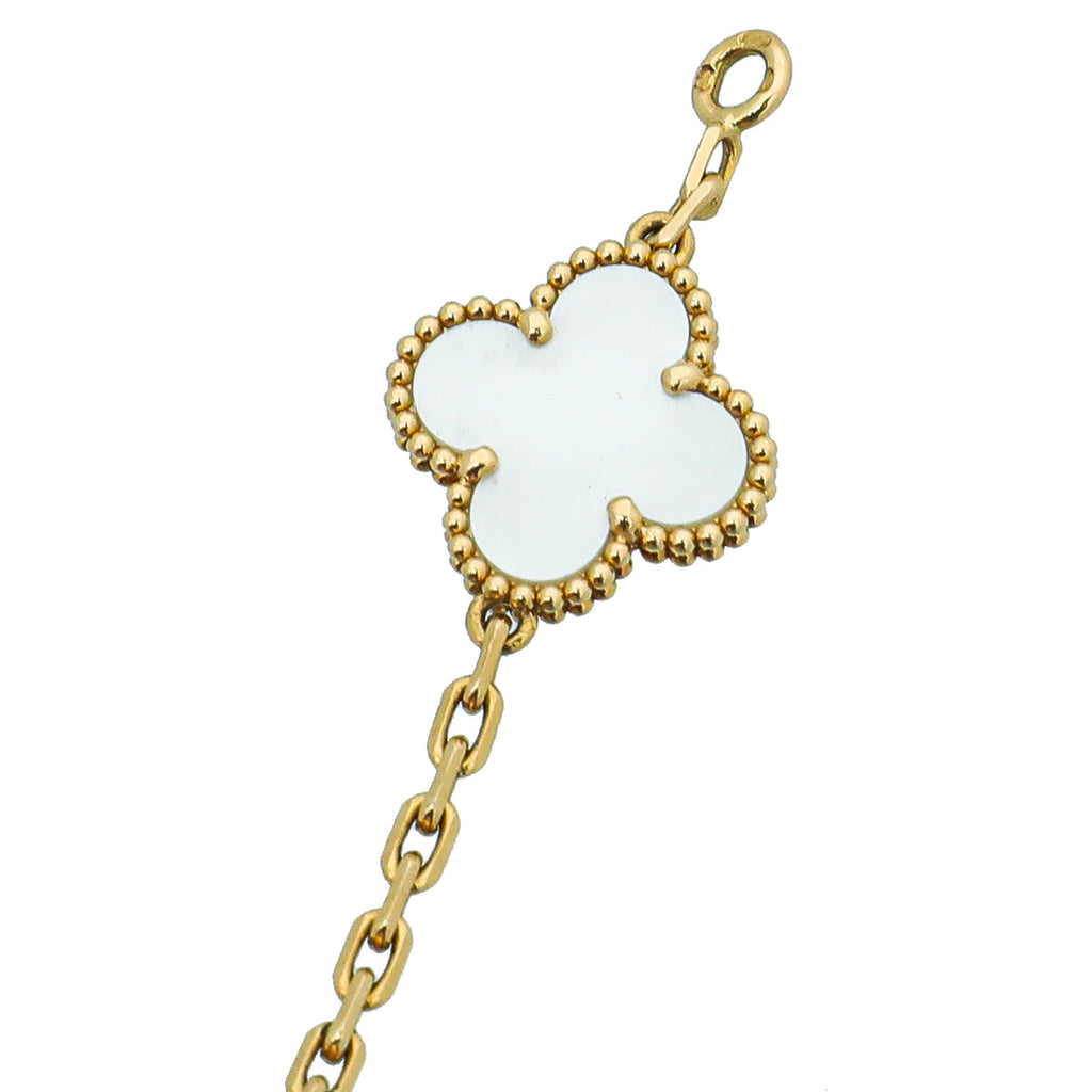 Van Cleef & Arpels 18K Yellow Gold MOP Vintage Alhambra 5 Motifs Bracelet