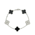 Van Cleef & Arpels 18K White Gold Diamond 5 Motifs Vintage Alhambra Bracelet