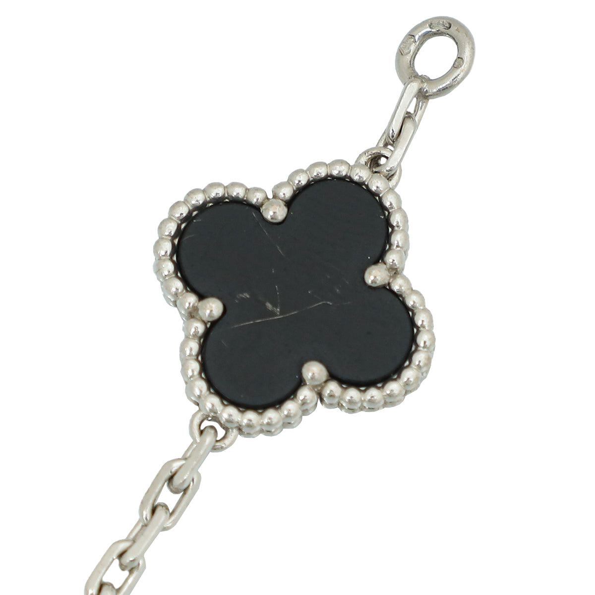 Van Cleef & Arpels 18K White Gold Diamond 5 Motifs Vintage Alhambra Bracelet